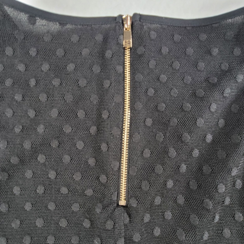 Ann Taylor Blouse Women Lined Black Swiss Dot Mesh 3/4 Sleeve Zipper Back XL - Picture 10 of 11